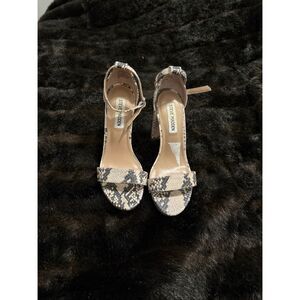 Steve Madden  Python Snake Print Leather Block Heel Sandals Shoes Size 6.5